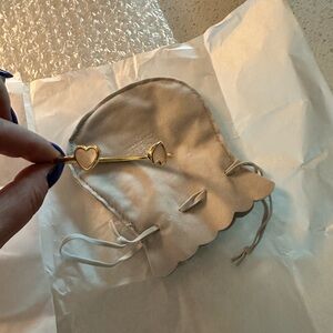 Gold Heart Bangle Bracelet w/ Mother of Pearl Accents - ASHA by Ashley McCormick